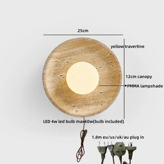 Celako™ Travora Wall Light | Travertine Bedside Lighting