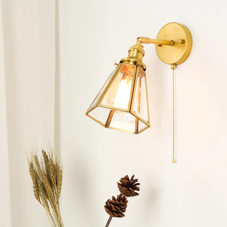 Celako™ Hexara Wall Light | Copper Glass Bedroom Lighting