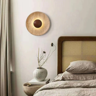 Celako™ Sabiru Wall Light | Yellow Travertine Stone Bedroom Lighting
