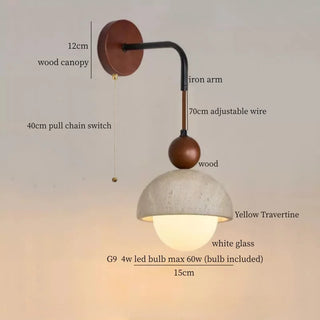 Celako™ Neropetra Wall Light | Black Travertine Bedroom Lighting