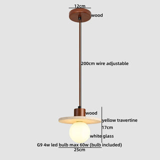 Celako™ Terralux Pendant Light | Yellow Travertine Wabi Sabi Bedroom Lighting