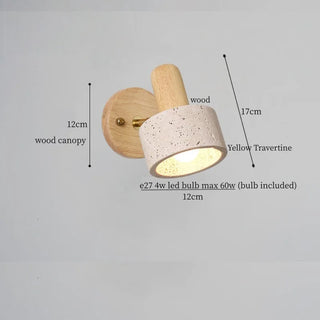 Celako™ Grotta Wall Light | Yellow Travertine Bedroom Lighting