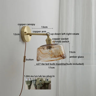 Celako™ Aurlen Wall Light | Copper Glass Bedroom Lighting