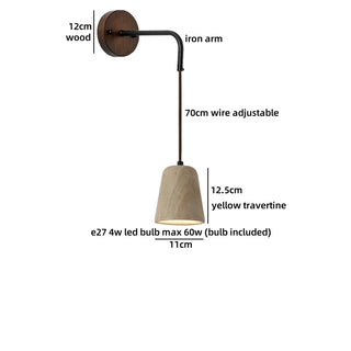 Celako™ Travert Wall Light | Travertine Bedside Lighting
