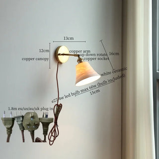 Celako™ Arcillo Wall Light | White Ceramic Bedroom Lighting