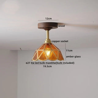 Celako™ Ambrae Ceiling Light | Amber Glass French Vintage