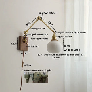 Celako™ Cerelux Wall Light | Ceramic Copper Bedroom Lighting