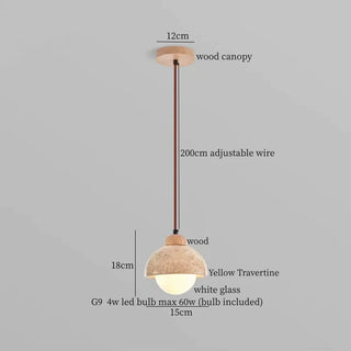 Celako™ Lumitrene Pendant Light | Yellow Travertine Glass Bedroom Lighting