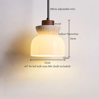 Celako™ Saverti Pendant Light | Yellow Travertine Kitchen Island Lighting