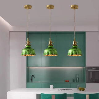 Celako™ Verdigraze Pendant Light | Green Glass Wabi Sabi