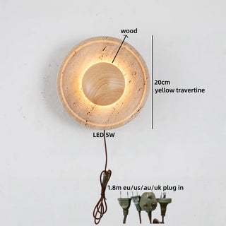 Celako™ Trevona Wall Light | Yellow Travertine Wood Bedroom Lighting