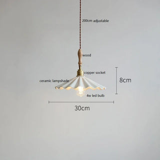 IWHD Butterfly Ceramic LED Pendant Lamp Beside Wooden Handle Copper Socket Home Decor Bedroom Dining Lving Room Light Hanglamp