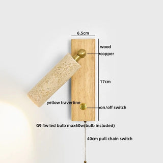 Celako™ Tavera Wall Light | Yellow Travertine Bedroom Lighting