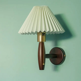 Celako™ Plissa Wall Light | Walnut Wood Bedroom Lighting