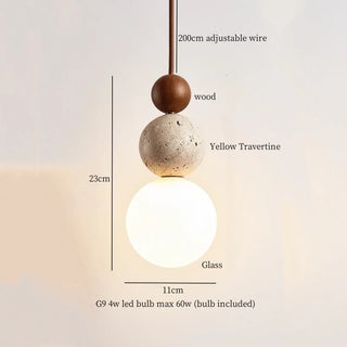 Celako™ Sonterra Pendant Light | Yellow Travertine Kitchen Island Lighting