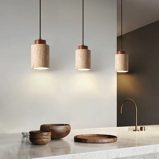 Celako™ Colonnade Pendant Light | Yellow Travertine Kitchen Island Lighting