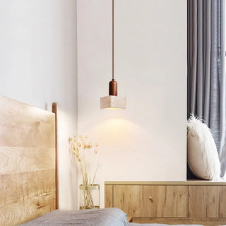 Celako™ Tiverno Pendant Light | Yellow Travertine Wabi Sabi Style Bedroom Lighting
