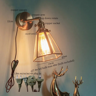 Celako™ Auriton Wall Light | Glass Copper Bedroom Lighting
