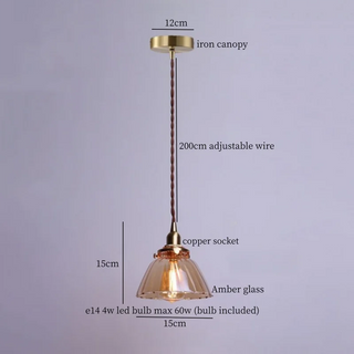 Celako™ Kohakudo Pendant Light | Amber Glass Bedroom Lighting