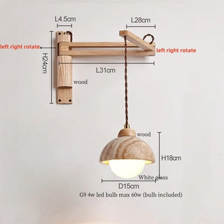 Celako™ Pietroso Wall Light | Wood Stone Contemporary Bedroom Lighting