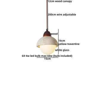 Celako™ Ochera Pendant Light | Wood Yellow Travertine Dining Room Lighting