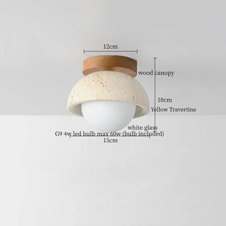 Celako™ Citrina Ceiling Light | Yellow Travertine Japan Wabi Sabi