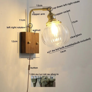 Celako™ Ambrica Wall Light | Glass Bedroom Lighting