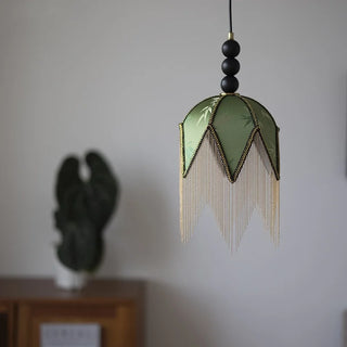 Celako™ Tessora Pendant Light | Green Tassel Cloth Dining Room Lighting