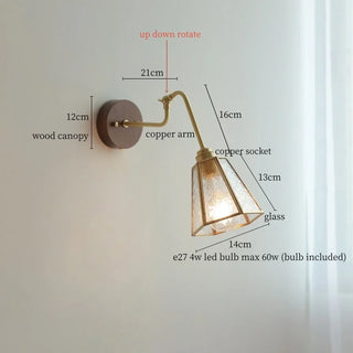 Celako™ Arcura Wall Light | Copper Glass Bedroom Lighting