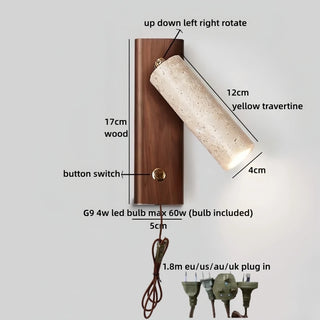 Celako™ Travera Wall Light | Travertine Bedside Lighting