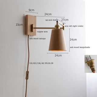 Celako™ Hinoki Wall Light | Wood Bedroom Lighting