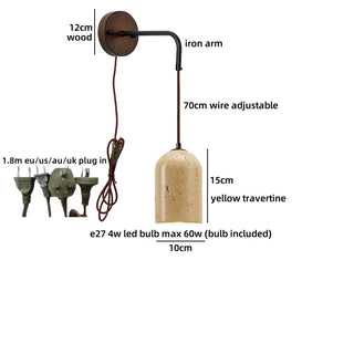 Celako™ Travert Wall Light | Travertine Bedside Lighting