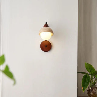 Celako™ Calizio Wall Light | Yellow Travertine Stone Glass Bedroom Lighting