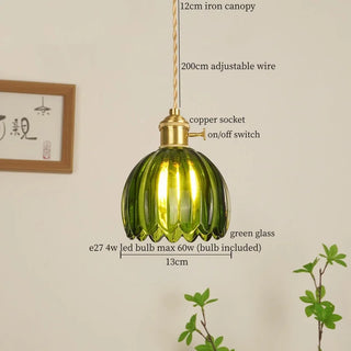 Celako™ Verdigraze Pendant Light | Green Glass Wabi Sabi