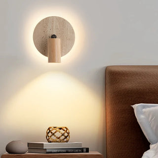 Celako™ Aurivine Wall Light | Yellow Travertine Bedroom Lighting