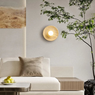 Celako™ Marubi Wall Light | Yellow Travertine Japan Style Bedroom Lighting