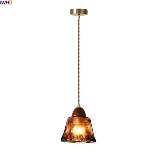 Celako™ Embera Pendant Light | Amber Glass Bedroom Lighting