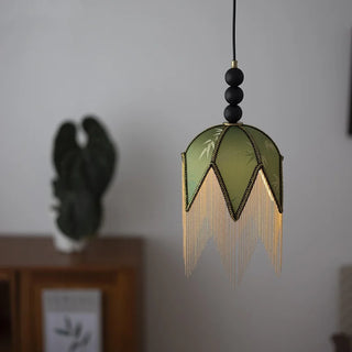 Celako™ Tessora Pendant Light | Green Tassel Cloth Dining Room Lighting