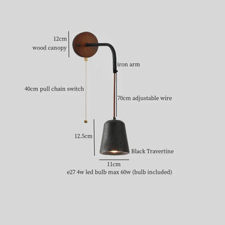 Celako™ Pivotra Wall Light | Black Travertine Bedroom Lighting