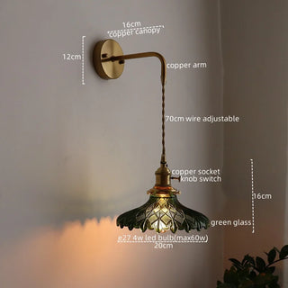 Celako™ Virentis Wall Light | Green Glass Copper Bedroom Lighting
