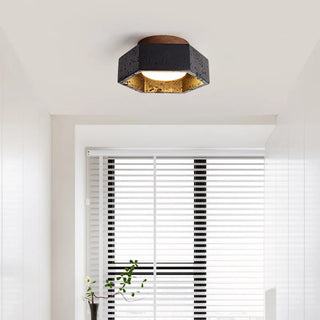 Celako™ Basalith Ceiling Light | Black Travertine Living Room Lighting