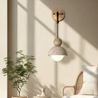 Celako™ Traluna Wall Light | Yellow Travertine Living Room Lighting