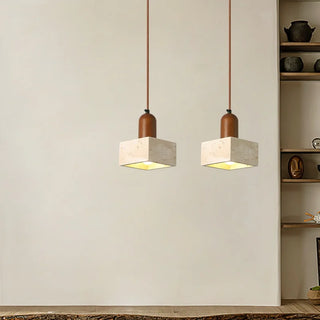 Celako™ Ishigiri Pendant Light | Yellow Travertine Bedroom Lighting