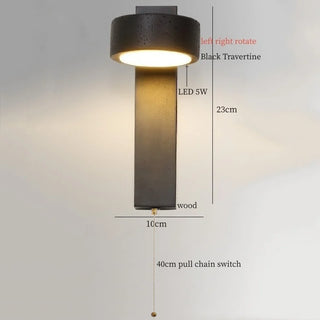 Celako™ Neropetra Wall Light | Black Travertine Bedroom Lighting