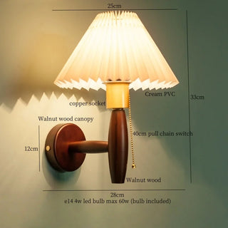 Celako™ Plissa Wall Light | Walnut Wood Bedroom Lighting