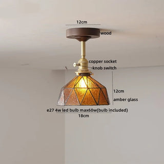 Celako™ Ambrae Ceiling Light | Amber Glass French Vintage