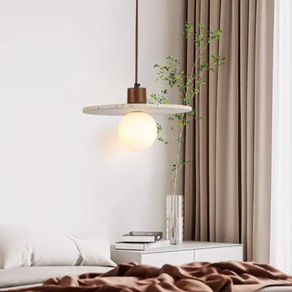 Celako™ Sabitine Pendant Light | Yellow Travertine Bedroom Lighting