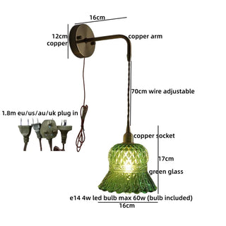 Celako™ Peridot Wall Light | Green Glass Bedroom Lighting