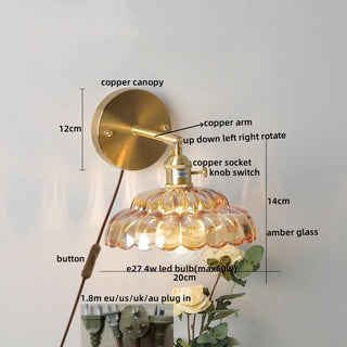 Celako™ Aurumis Wall Light | Copper Glass Bedroom Lighting