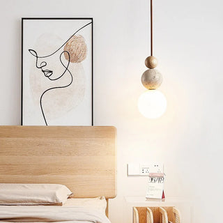 Celako™ Lapidra Pendant Light | Yellow Travertine Stone Bedroom Lighting